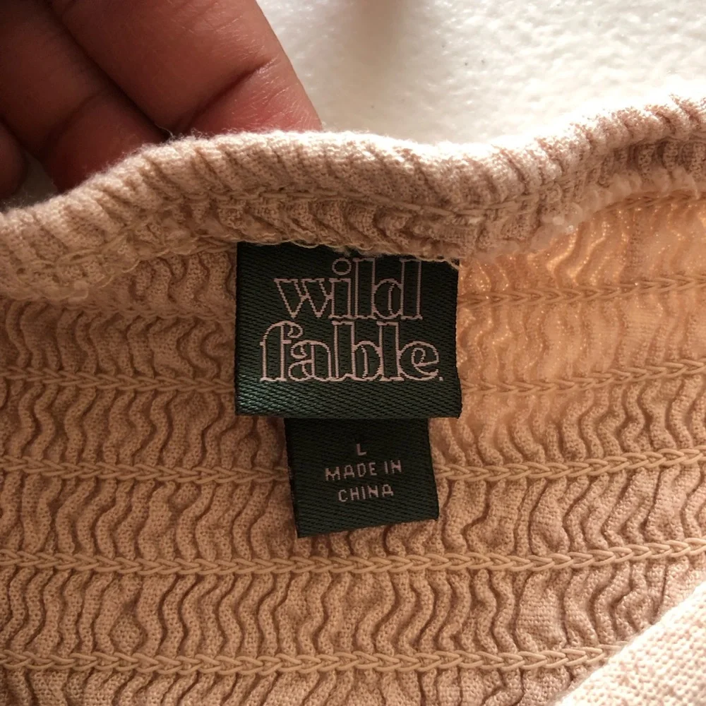 Wild Fable Puff Sleeve Crop Blouse Size L Elastic Back Boho Peasant Lightweight